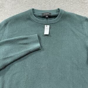 Banana Republic Mens XL Cotton Textured Knit Crewneck Sweater Teal Green Casual